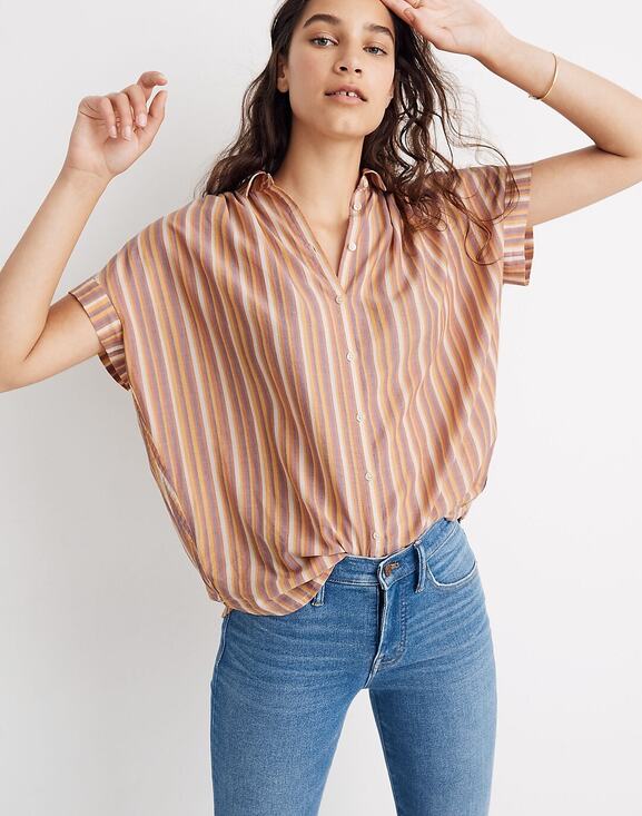 Madewell Tops - Madewell Central Shirt Rainbow Stripe Button Down Top Small Boho Blouse Flowy